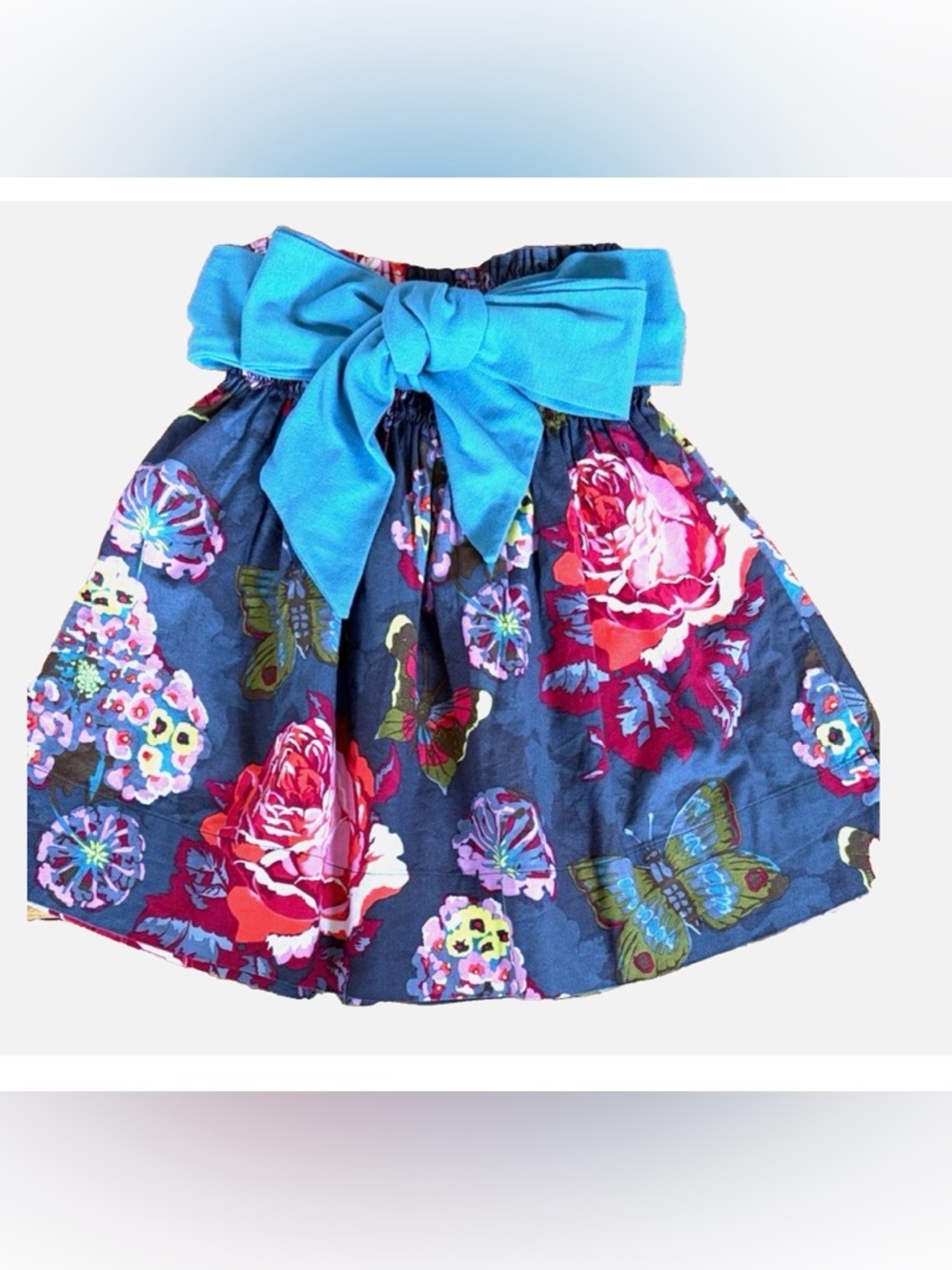 Persnickety Girls Floral Skirt Size 6 Blue Butterfly Rose Bow Boutique School
